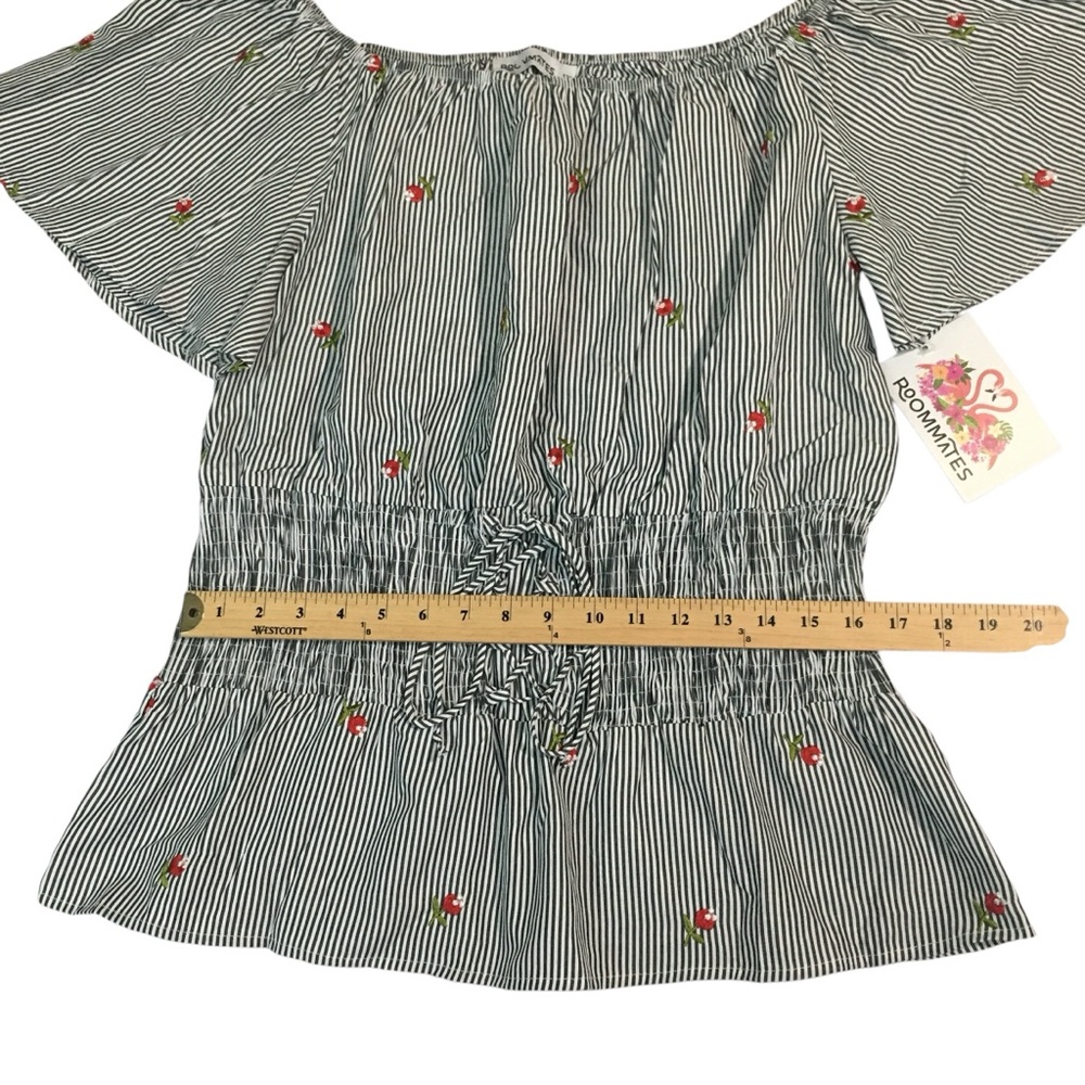 Roommates Striped Floral Lace Up Top Blouse - Women’s 1X NWT - Picture 5 of 13